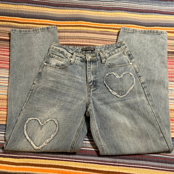 Cali1850 Denim - Cali 1850 Women Light Wash Distressed Heart Pocket Jeans Size 5 27